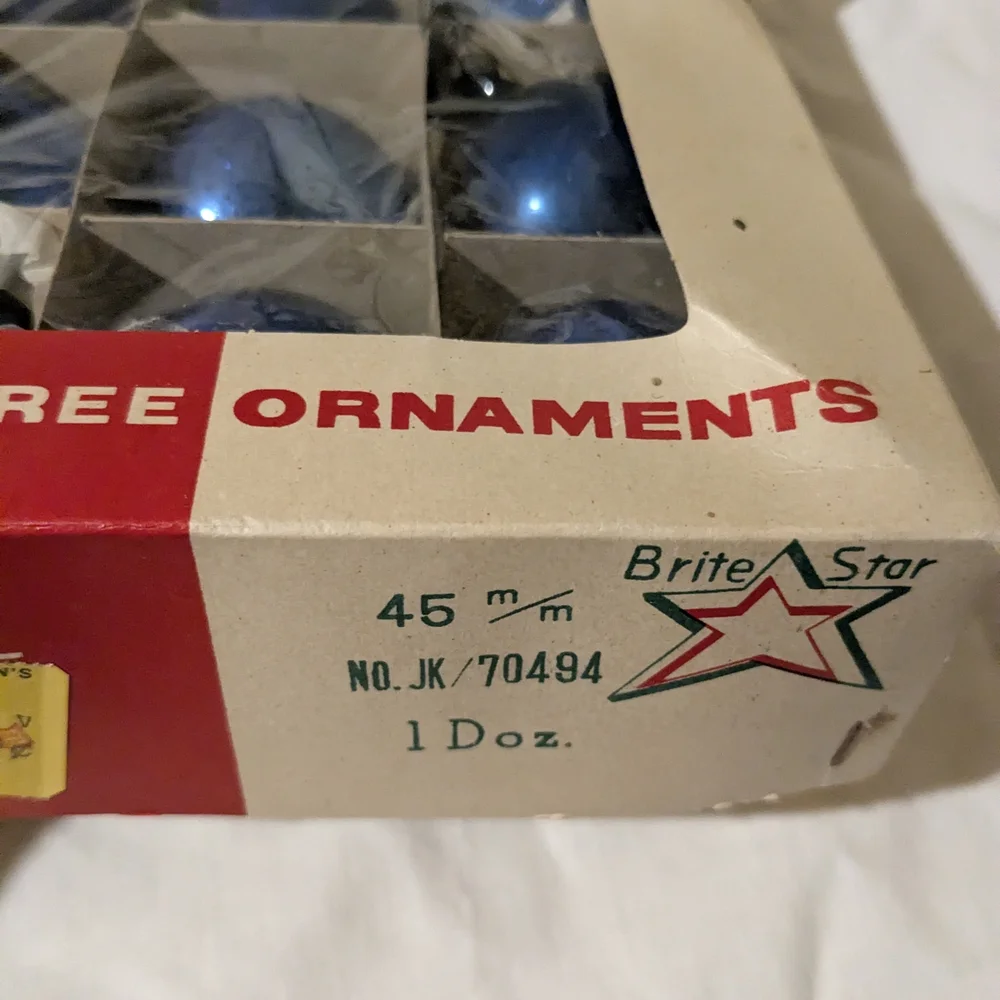 Brite Star Blue Glass Tree Ornaments 12 Small Japan